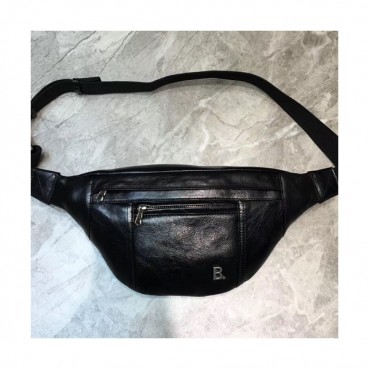 Balenciaga 2019 Leather Hip Sack Belt Bag,33CM - 발렌시아가 2019 남여공용 레더 힙색 벨트백,BGB0456,33CM,블랙