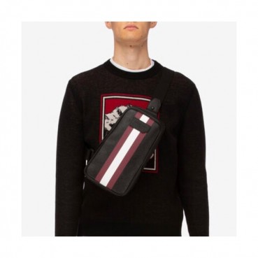 Bally 2019 Leather Hip Sack,32cm  - 발리 2019 레더 남성용 힙색,BALB0102,32cm,블랙