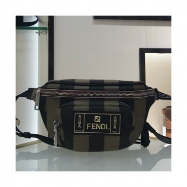 Fendi 2019 Canvas&Leather Hip Sack ,27CM - 펜디 2019 캔버스&레더 남여공용 힙색  FENB0466,27CM,블랙+브라운