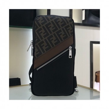 Fendi 2019 PVC&Leather Hip Sack ,30CM - 펜디 2019 PVC&레더 남성용 힙색  FENB0465,30CM,블랙+브라운