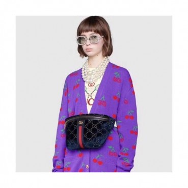 Gucci 2019 GG Velvet Hip Sack Belt Bag,28CM - 구찌 2019 GG 벨벳 남여공용 힙색 벨트백 574968,GUB0811,28CM,네이비