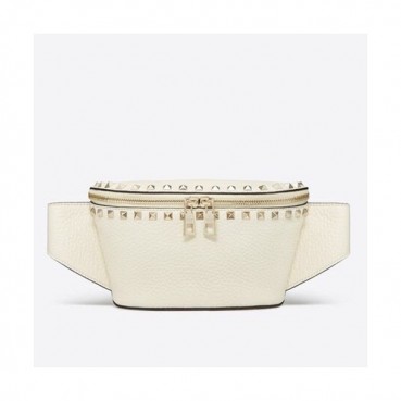 Valentino 2019 Leather Garavani Rockstud Spike Belt Bag,19.5/28CM - 발렌티노 2019 레더 가라바니 락스터드 스파이크 벨트백, VTB0779,19.5/28CM,아이보리
