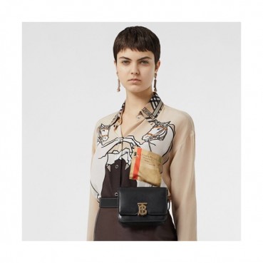 Burberry 2019 Ladies TB Leather Hip Sack , 17cm - 버버리 2019 TB 레더 여성용 힙색 ,BURB0335,17cm,블랙