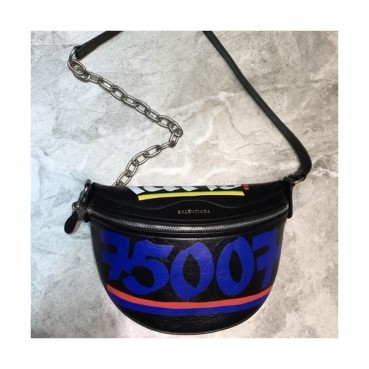 Balenciaga 2019 Leather Hip Sack,24CM - 발렌시아가 2019 남여공용 레더 힙색,BGB0343,24CM,블랙