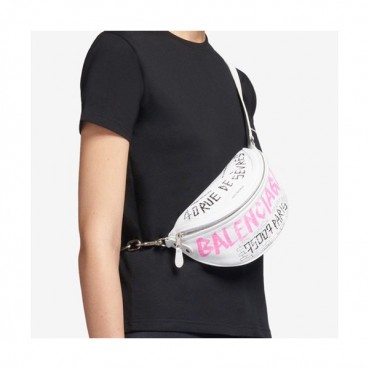 [포스간지! 좔좔 흐르는 백]Balenciaga 2019 Leather Hip Sack,24CM - 발렌시아가 2019 남여공용 레더 힙색,BGB0342,24CM,화이트