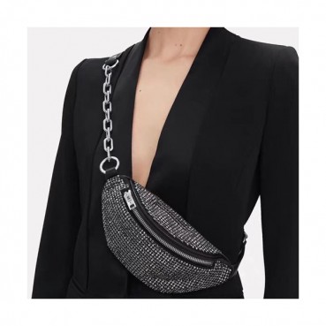 Alexander Wang 2019 Cubic & Leather Belt Bag,20.5cm - 알렉산더왕 2019 큐빅 & 레더 남여공용 벨트백 AWB0003,20.5cm,블랙(블랙큐빅)