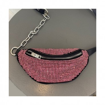 Alexander Wang 2019 Cubic & Leather Belt Bag,20.5cm - 알렉산더왕 2019 큐빅 & 레더 남여공용 벨트백 AWB0002,20.5cm,블랙(핑크큐빅)