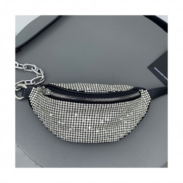 Alexander Wang 2019 Cubic & Leather Belt Bag,20.5cm - 알렉산더왕 2019 큐빅 & 레더 남여공용 벨트백 AWB0001,20.5cm,블랙(화이트큐빅)