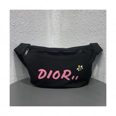 Dior x Kaws 2019 Canvas & Leather Belt Bag,23cm - 디올x카우스 2019 캔버스&레더 남여공용 벨트백,DIOB0302,23cm,블랙(핑크)