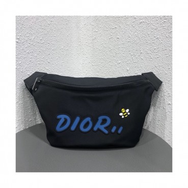 Dior x Kaws 2019 Canvas & Leather Belt Bag,23cm - 디올x카우스 2019 캔버스&레더 남여공용 벨트백,DIOB0301,23cm,블랙(블루)