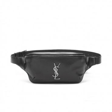 Saint Laurent 2019 Classic Monogram Leather Belt Bag,25cm - 입생로랑 클래식 모노그램 레더 남여공용 벨트백,589959 , SLB0373,25cm,블랙(은장)