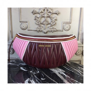 MiuMiu 2019 Matelasse Belt Bag ,30cm - 미우미우 2019 마틀라세 벨트백,5BL008, MIUB0190 , 30cm,핑크+와인