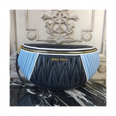 MiuMiu 2019 Matelasse Belt Bag ,30cm - 미우미우 2019 마틀라세 벨트백,5BL008, MIUB0189 , 30cm,스카이블루+다크네이비