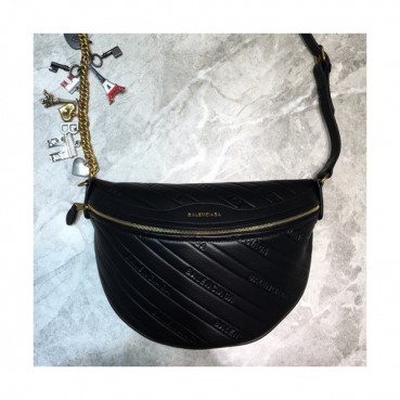 Balenciaga 2019 Leather  Belt Bag ,27CM - 발렌시아가 2019 남여공용 레더 벨트백,BGB0315,27CM,블랙
