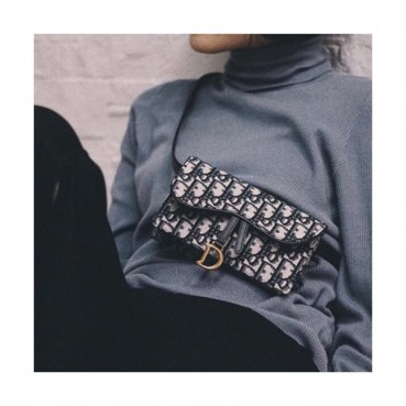 Dior 2019 Oblique Saddle Belt Bag ,18.5CM - 디올 2019 오블리크 새들 벨트백,DIOB0091,18.5CM,블랙
