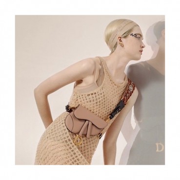 Dior 2019 Leather Saddle Belt Bag ,20CM - 디올 2019 레더 새들 벨트백,DIOB0090,20CM,카키핑크브라운