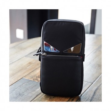 Fendi 2019 Nylon&Leather Bag Bugs Hip Sack ,30CM - 펜디 2019 나일론&레더 남성용 백버그 힙색  FENB0221,30CM,블랙