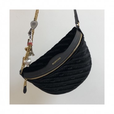 Balenciaga 2019 Velvet Belt Bag ,27CM - 발렌시아가 2019 남여공용 벨벳 벨트백,BGB0241,27CM,블랙