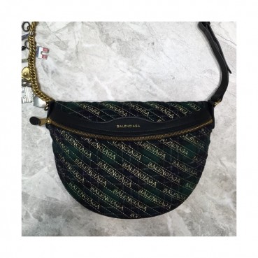 Balenciaga 2019 Velvet Belt Bag ,27CM - 발렌시아가 2019 남여공용 벨벳 벨트백,BGB0238,27CM,블랙체크