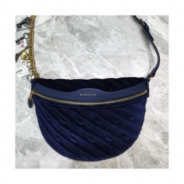 Balenciaga 2019 Velvet Belt Bag ,27CM - 발렌시아가 2019 남여공용 벨벳 벨트백,BGB0197,27CM,네이비
