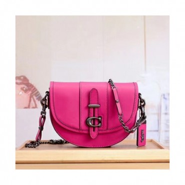 Coach Leather Saddle Shoulder Bag,20cm - 코치 레더 새들 숄더백 47924,COAB0213,20cm,핑크