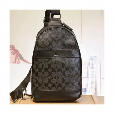 Coach Leather Hip Sack ,20cm - 코치 남성용 레더 힙색 , COAB0124,20cm,블랙