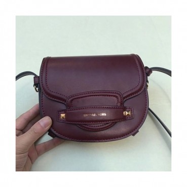 Michael Kors 2019 Leather Saddle Shoulder Bag, 17.5CM - 마이클 코어스 2019 레더 새들 숄더백,MKB0101, 17.5CM,와인