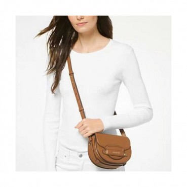Michael Kors 2019 Leather Saddle Shoulder Bag, 17.5CM - 마이클 코어스 2019 레더 새들 숄더백,MKB0100, 17.5CM,브라운