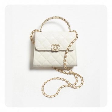 샤넬 23켈리 화이트 미니 그레인드 샤이니 카프스킨 AP3237 - Chane 23 Kelly Mini Grained Shiny Calfskin Bag 
