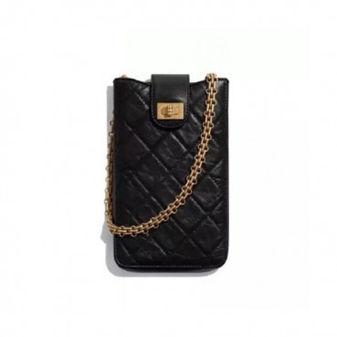 Chanel 2020 Leather Chain Shoulder Bag / Phone Bag,17CM - 샤넬 2020 레더 체인 숄더백/폰 백 CHAB1549,17CM,블랙