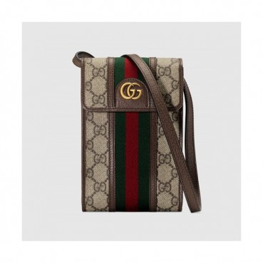 Gucci 2020 GG Ophidia Supreme Phone Bag Shoulder Bag,18CM - 구찌 2020 GG 오피디아 수프림 폰백 숄더백 ,625757,GUB1128,18CM,브라운