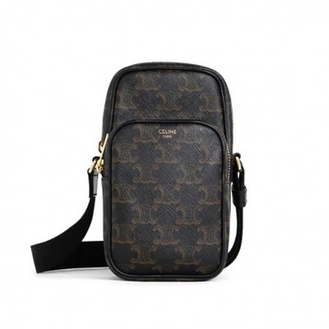Celine 2019 Triomphe Canvas Phone Bag / Shoulder Bag,18CM - 셀린느 2019  트리옴페 캔버스 폰백 / 숄더백 ,CELB0081,18CM,브라운