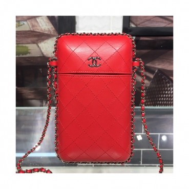Chanel 2019 Leather Chain Shoulder Bag / Phone Bag,20CM - 샤넬 2019 레더 체인 숄더백/폰 백 CHAB1075,20CM,레드