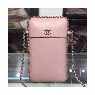 Chanel 2019 Leather Chain Shoulder Bag / Phone Bag,20CM - 샤넬 2019 레더 체인 숄더백/폰 백 CHAB1074,20CM,핑크