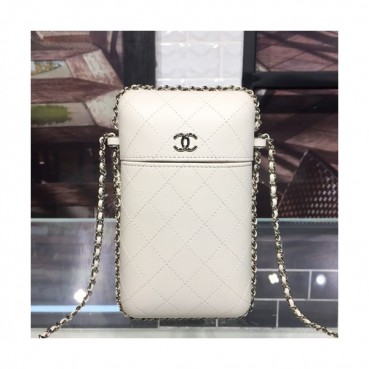 Chanel 2019 Leather Chain Shoulder Bag / Phone Bag,20CM - 샤넬 2019 레더 체인 숄더백/폰 백 CHAB0802,20CM,화이트