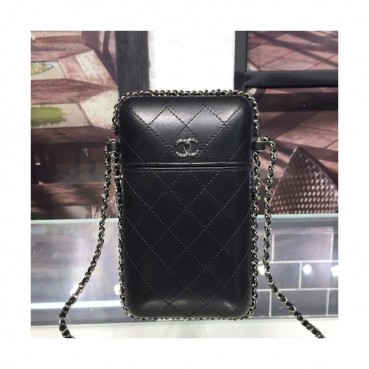 Chanel 2019 Leather Chain Shoulder Bag / Phone Bag,20CM - 샤넬 2019 레더 체인 숄더백/폰 백 CHAB0800,20CM,블랙