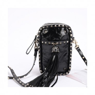 Valentino 2019  Leather Tassel Shoudler Cross Bag / Phone Bag,17CM - 발렌티노 2019 레더 태슬 숄더 크로스백 / 휴대폰 백,VTB0562,17CM,블랙
