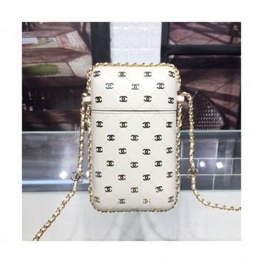 Chanel 2019 Leather Chain Shoulder Bag / Phone Bag,20CM - 샤넬 2019 레더 체인 숄더백/폰 백 CHAB0795,20CM,화이트