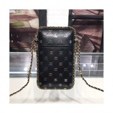 Chanel 2019 Leather Chain Shoulder Bag / Phone Bag,20CM - 샤넬 2019 레더 체인 숄더백/폰 백 CHAB0794,20CM,블랙