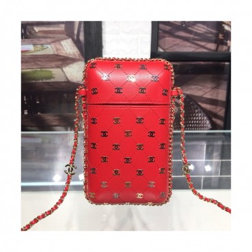Chanel 2019 Leather Chain Shoulder Bag / Phone Bag,20CM - 샤넬 2019 레더 체인 숄더백/폰 백 CHAB0793,20CM,레드