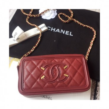 Chanel 2019 Leather Double Zip Chain Shoulder Bag / Phone Bag,19CM - 샤넬 2019 레더 더블 지퍼 체인 숄더백/폰 백 CHAB0673,19CM,레드