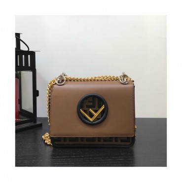 Fendi 2019 Kan I F Mini Chain Shoulder Bag ,19CM - 펜디 2019 칸아이 에프 미니 체인 숄더백 FENB0129,19CM,브라운