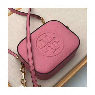 Tory Burch Limited-edition Leather Pink Mini Camera Shoulder Cross Bag,17cm 