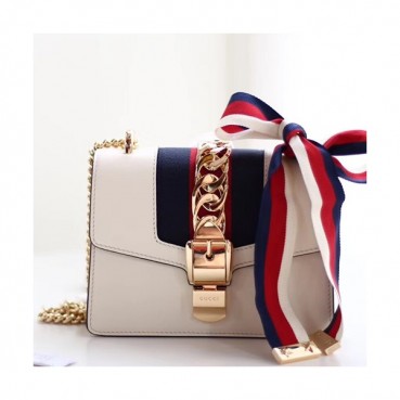 Gucci Sylvie Mini Chain Shoulder Bag,19CM - 구찌 실비 미니 체인 숄더백 431666,GUB0389,19CM,화이트