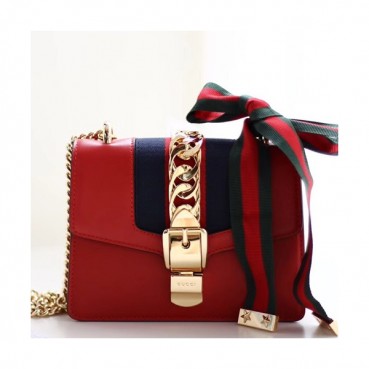 Gucci Sylvie Mini Chain Shoulder Bag,19CM - 구찌 실비 미니 체인 숄더백 431666,GUB0388,19CM,레드