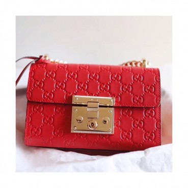 Gucci Pad Lock Mini Chain Shoulder Bag,20CM - 구찌 패드락 미니 체인 숄더백 ,409487,GUB0257 ,20CM,레드