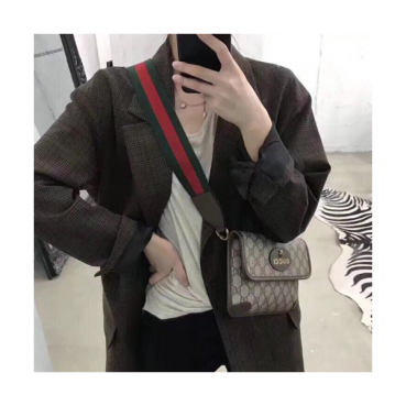 Gucci GG Jacquard Mini Shoulder Bag,20CM - 구찌 GG 자가드 남여공용 미니 숄더백 GUB0108 ,20cm,브라운