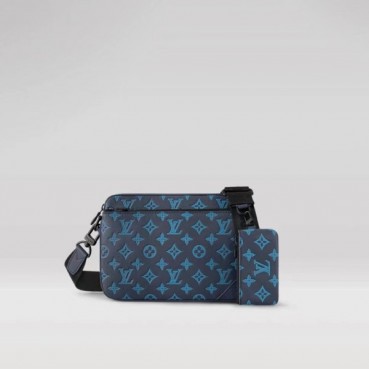 루이비통 남성 블루 메신저백 - Louis vuitton Mens Blue Cross Bag 