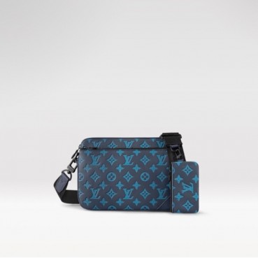 루이비통 남성 블루 메신저백 - Louis vuitton Mens Blue Cross Bag 