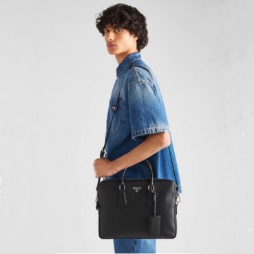 프라다 남성 블랙 사피아노 서류가방 - Prada Mens Black Tote Bag 